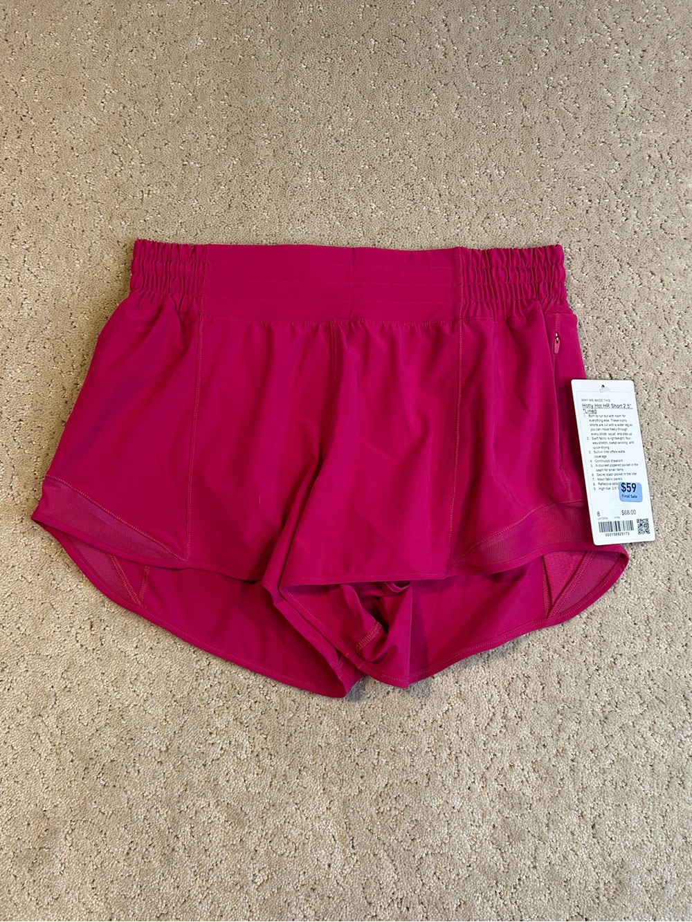 NWT LULULEMON PFRE Pink Flare Hotty Hot Low Rise Short 2.5" Lined Size 8